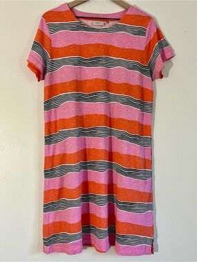 Foil Striped Dress with Pockets & Back Buttons size Large